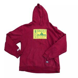 Vintage GRIZZLY Griptape Hoodie Sweatshirt Men's 2XL Red Pullover Long Sleeve​​​